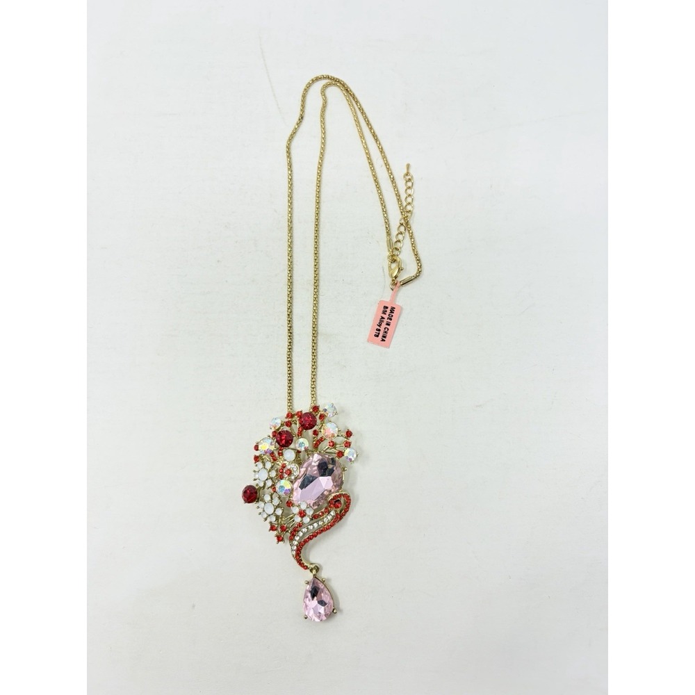 Shop LC Pink Glass/Austrian Crystal Goldtone Brooch or Pendant With Chain 5571